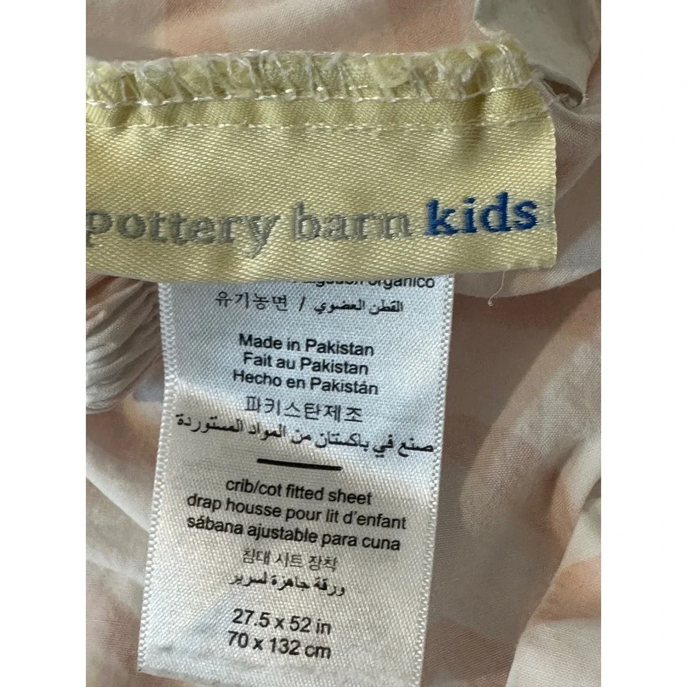2 Pottery Barn Kids Organic Cotton Crib Fitted Sheets Pink Bunny Chevron 27x52